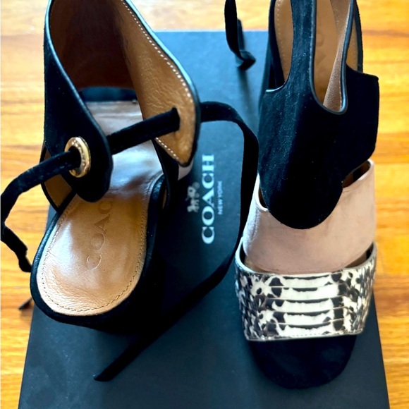 Minetta Land Heel Sandals snake/suede Black Black/White 9 - Picture 9 of 11